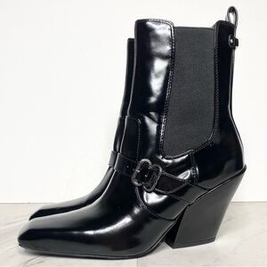 Sam Edelman Suzette Black Patent Chelsea Heeled Bootie 7 1/2 M